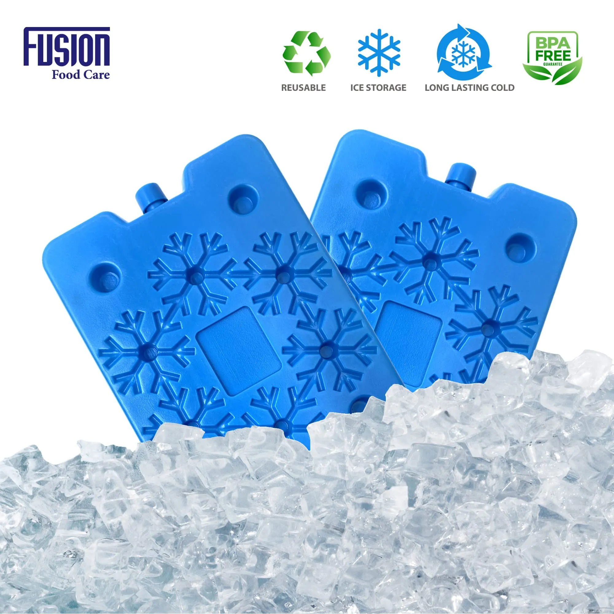 Fusion Food Cool Box Ice Packs Easy Carry Leak Proof Reusable Blocks Suitable for Cooler Bags Cold Boxes Lunch Picnics Outdoor Sports Camping Long Lasting Quick Freeze Slim BPA Free