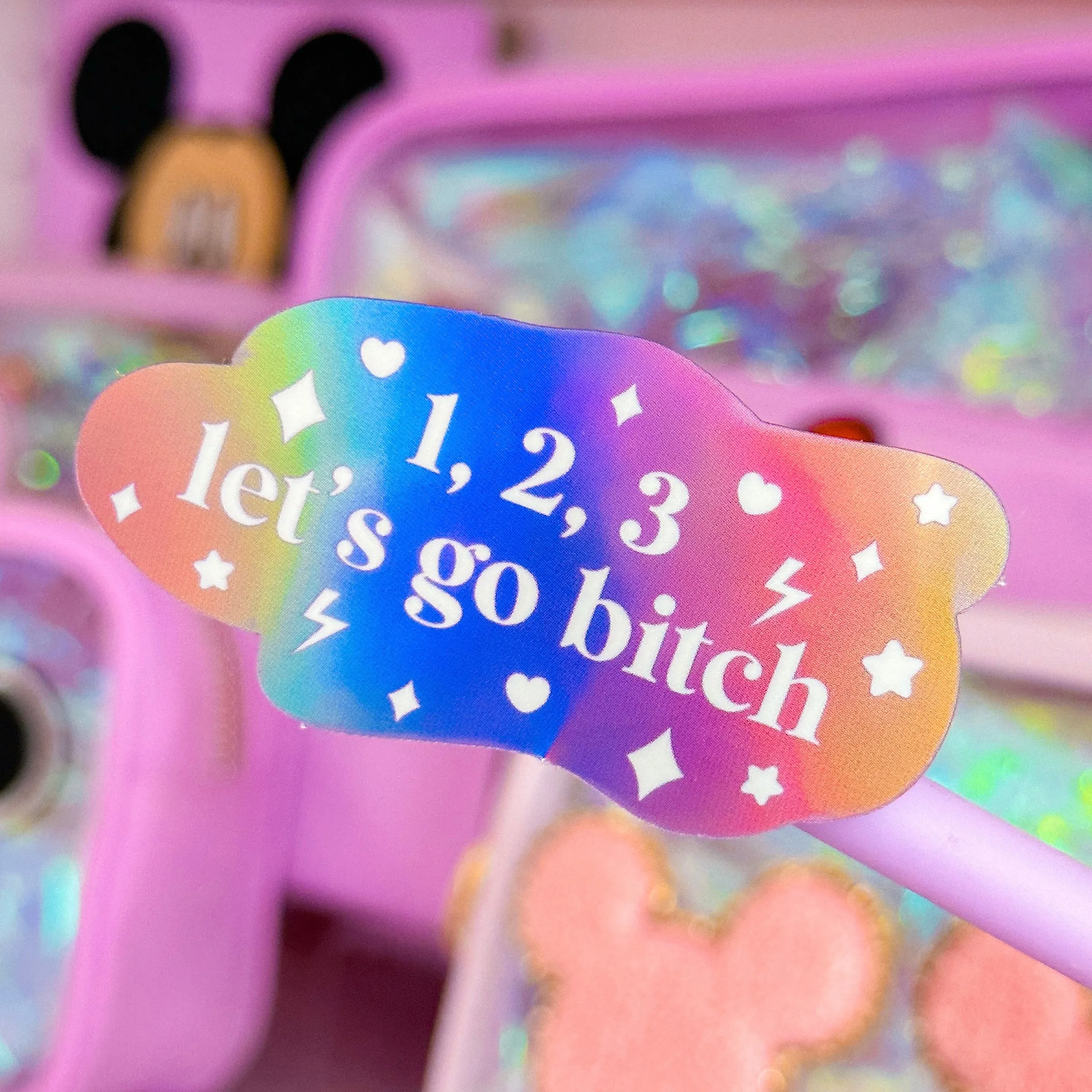 Glitter Waterproof Sticker - 1,2,3 LGB