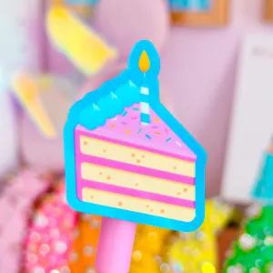 Glitter Waterproof Sticker - Cake Slice