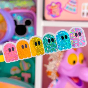 Glitter Waterproof Sticker - Rainbow Ghost Munchers