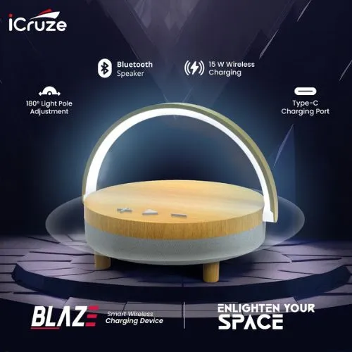 iCruze Blaze 3 in 1 Bluetooth Speaker with wireless charger and Night Lamp