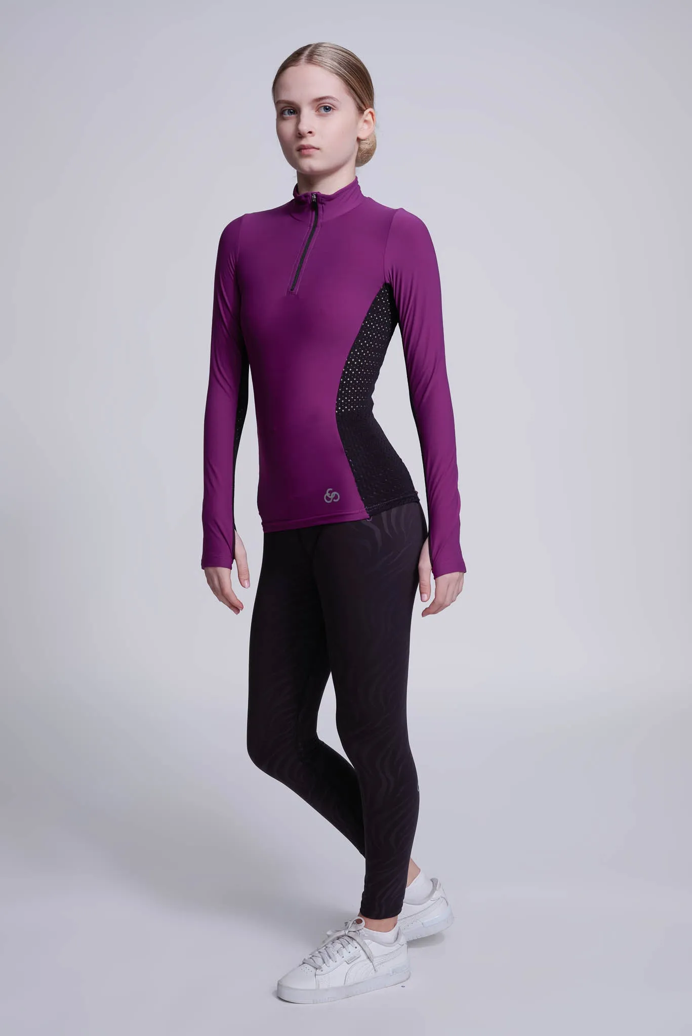 Inspire Half-Zip Top in Berry