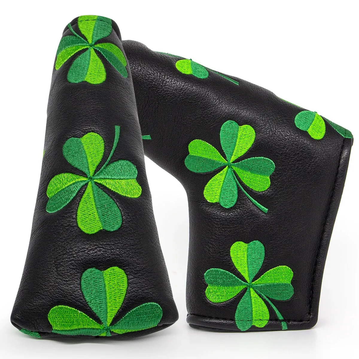 Lucky Clover Embroidery Golf Club Head Cover PU Leather Waterproof