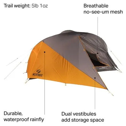 Maxfield 4 Tent: 4-person, 3-season Klymit, orange/gray