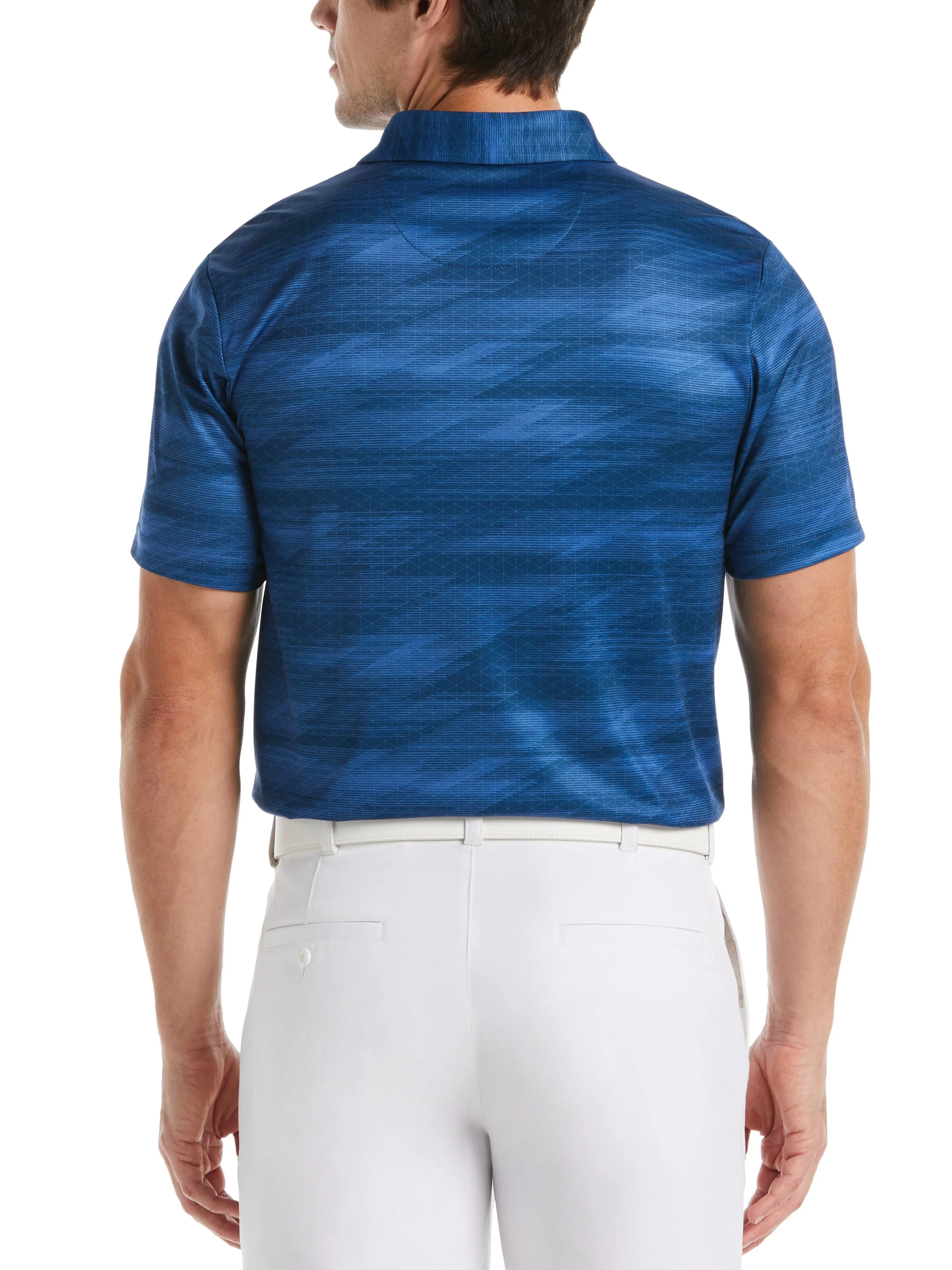 Men's Digitized Chest Stripe Print Golf Polo