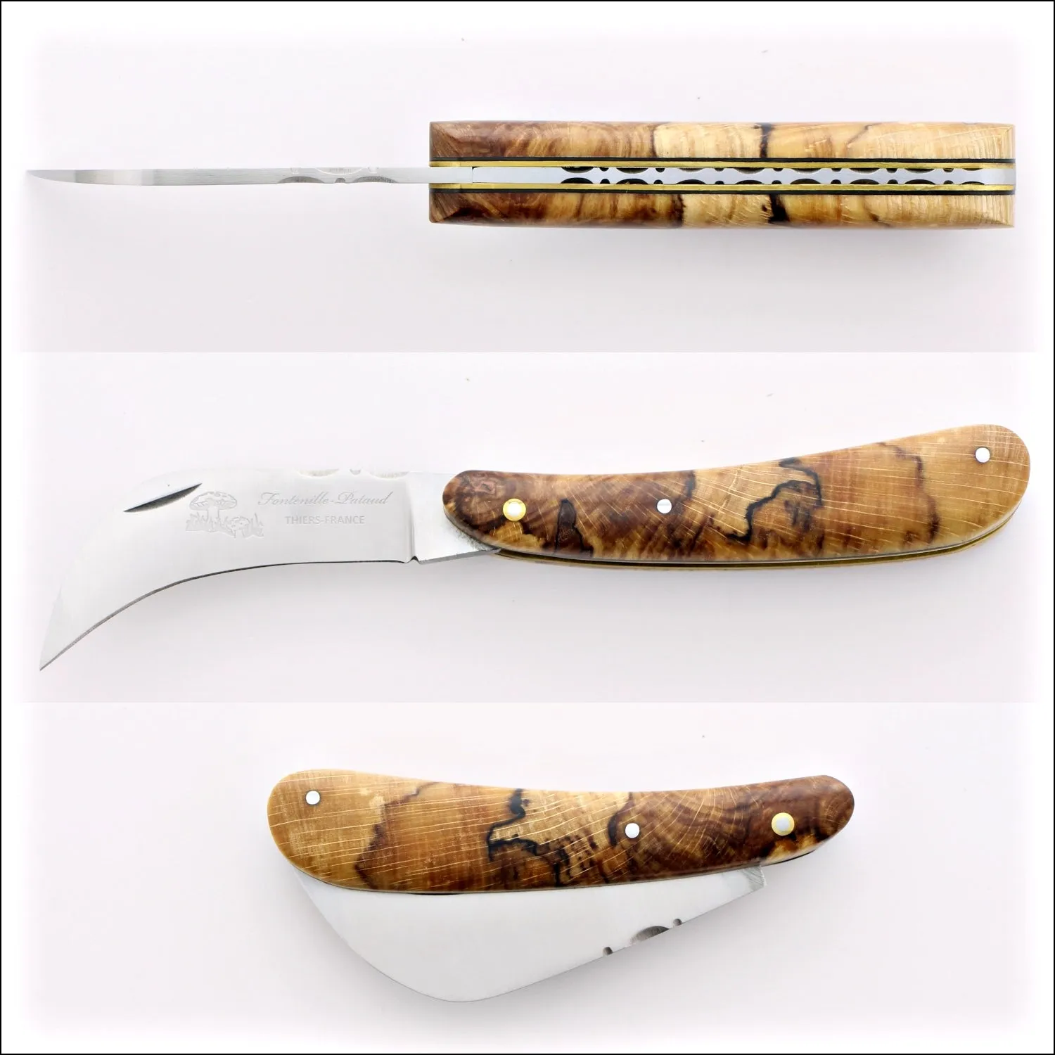 Mushroom Knife - Garden Knife Burled Beech End Grain Handle by Fontenille Pataud