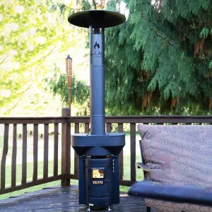 Q Stoves Q Flame Wood Pellet Outdoor Portable Heater for Patio & Camping, Black