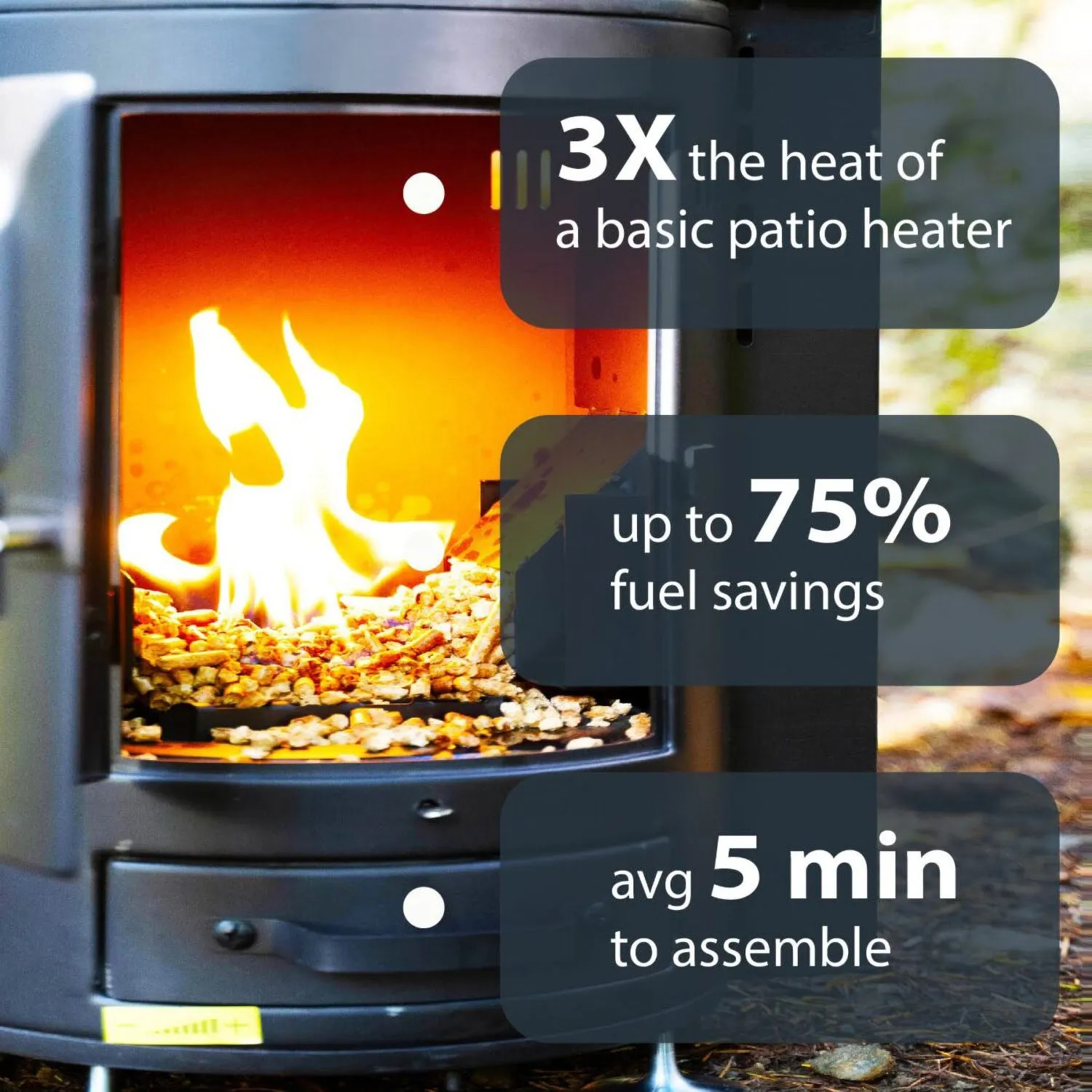 Q Stoves Q Flame Wood Pellet Outdoor Portable Heater for Patio & Camping, Black