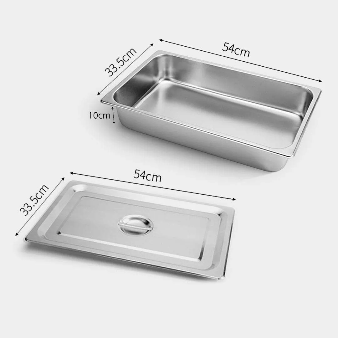 SOGA Gastronorm GN Pan Full Size 1/1 GN Pan 10cm Deep Stainless Steel Tray With Lid