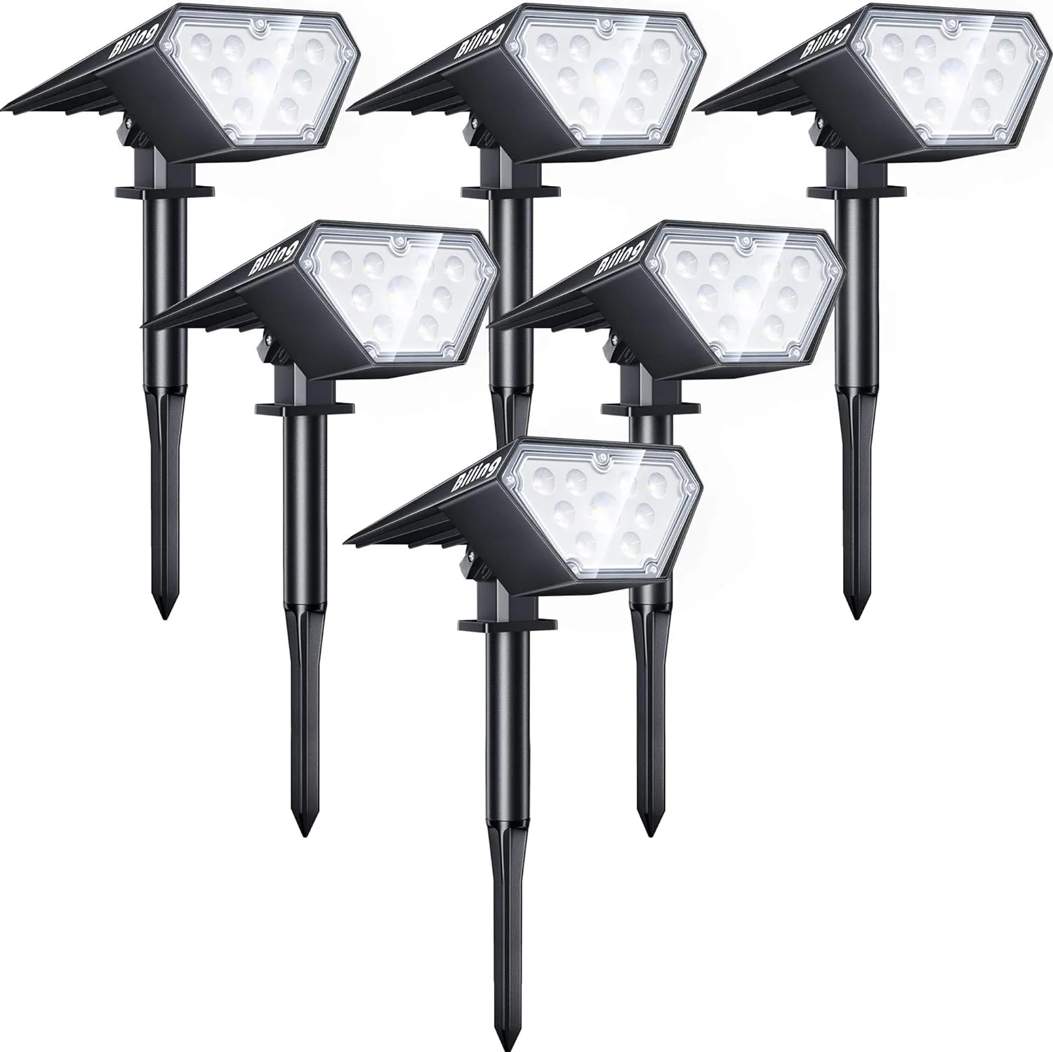 Solar Spot Lights Outdoor 2-in-1 Solar Landscape Lights 12 LED Bulbs Solar Powered Lights IP67 Waterproof Adjustable Wall Light