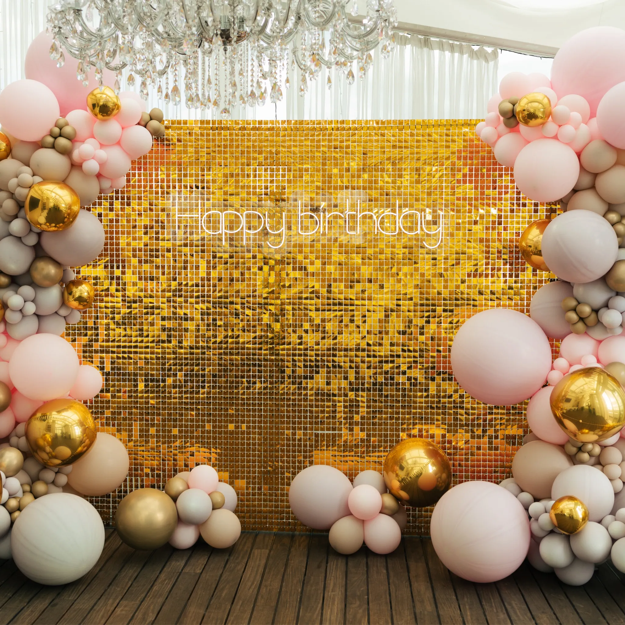 Spangle Shimmer Sequin Wall Panel Backdrops (24 panels) - Gold