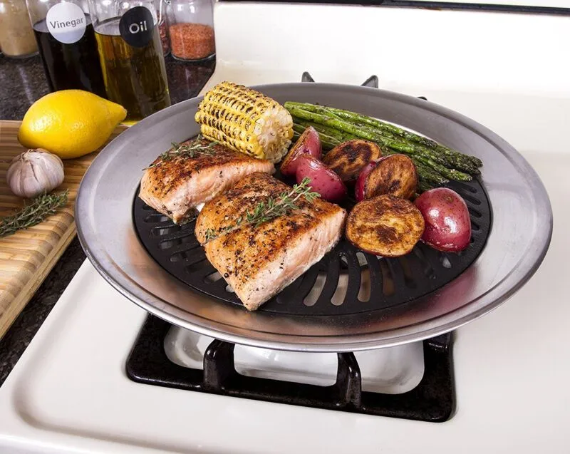 Stove Top Grill  Pan - Smokeless Nonstick Indoor Grill Plate For Gas & Electric