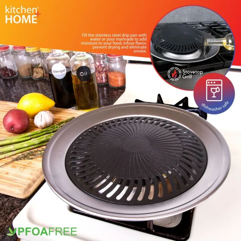 Stove Top Grill  Pan - Smokeless Nonstick Indoor Grill Plate For Gas & Electric