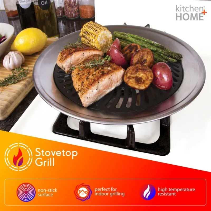 Stove Top Grill  Pan - Smokeless Nonstick Indoor Grill Plate For Gas & Electric