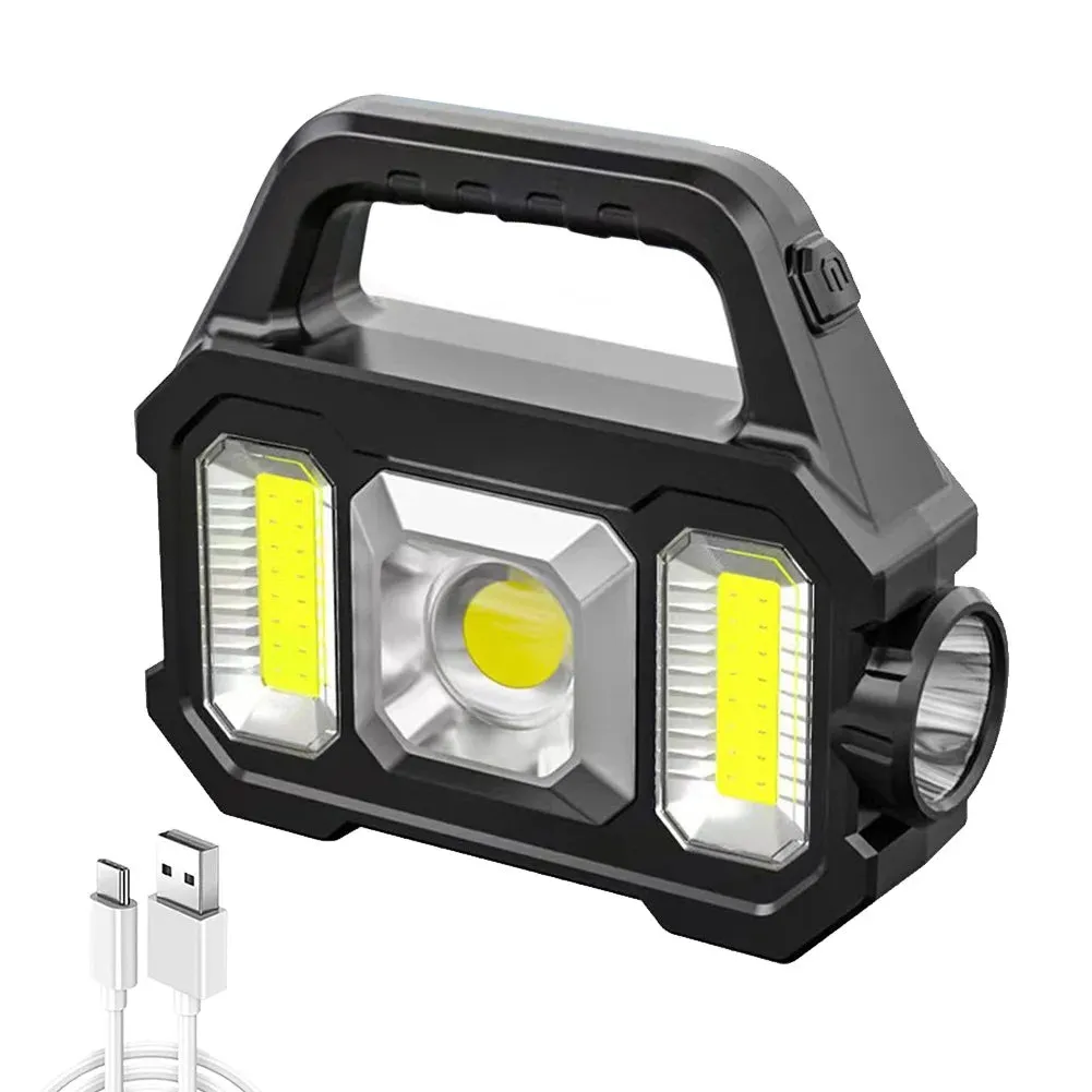 Super Bright Solar LED Camping Flashlight With COB Work Lights USB Rechargeable Handheld 6 Modes Solar Powered Lanterns