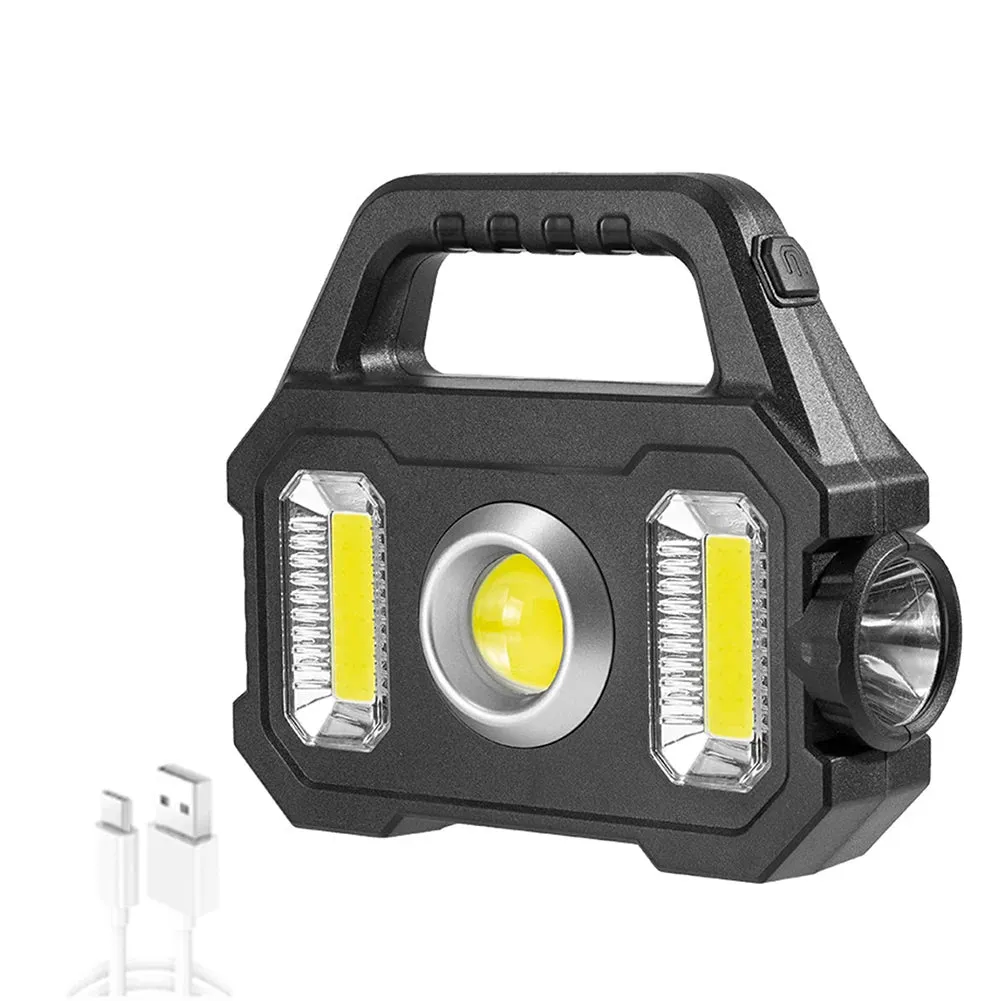 Super Bright Solar LED Camping Flashlight With COB Work Lights USB Rechargeable Handheld 6 Modes Solar Powered Lanterns