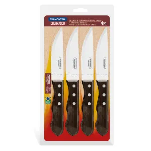 Tramontina Churrasco Jumbo Steak Knives Set of 4 - Brown