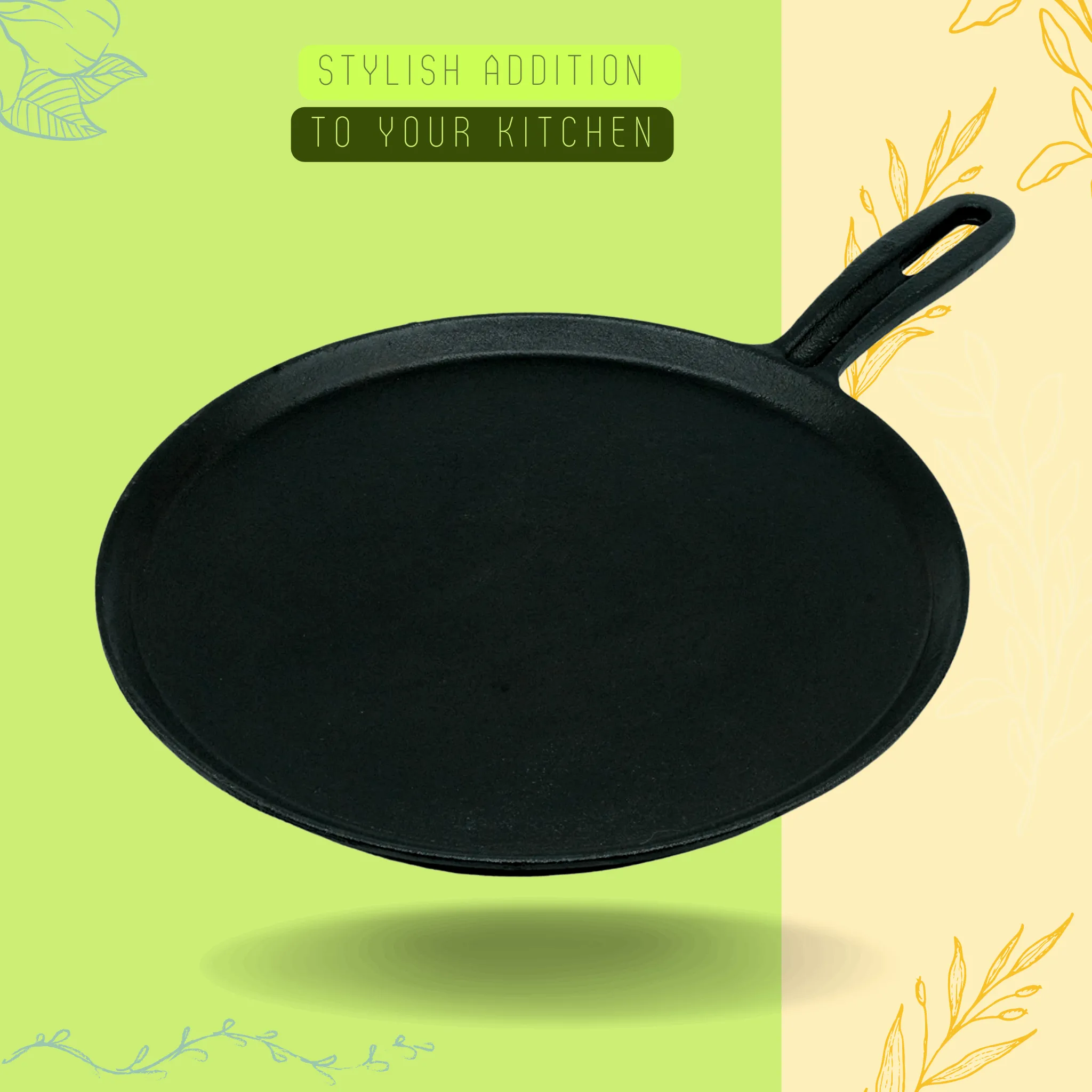 Trilonium Unicorn Triple seasoned Cast Iron Dosa Tawa 29 cms, weighs 2.49 Kgs | Induction Compatible | Free Silicone Sleeve Grip for hot handles and Free Dosa Spatula