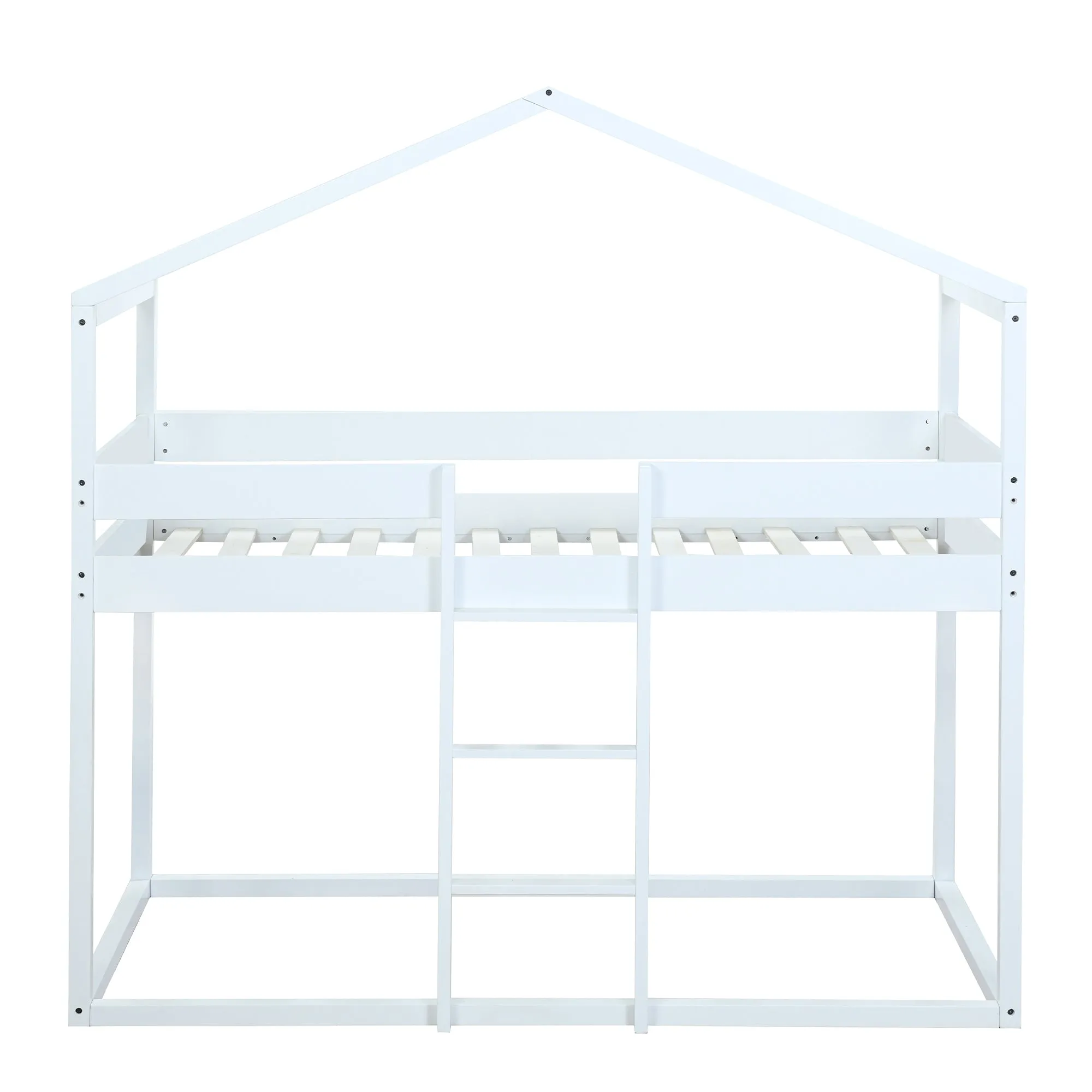 Twin Over Twin Bunk Bed Wood Bed with Tent, White