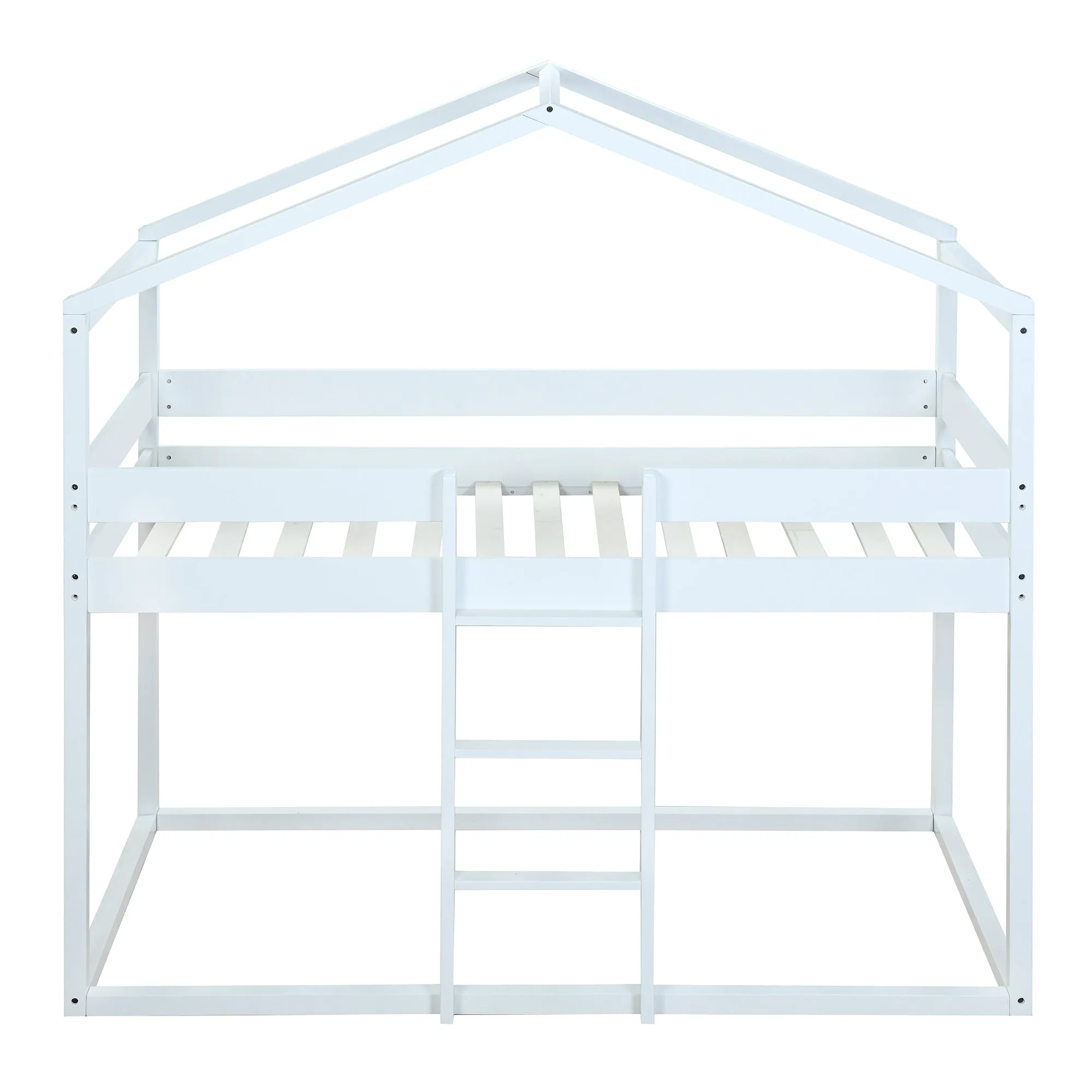 Twin Over Twin Bunk Bed Wood Bed with Tent, White