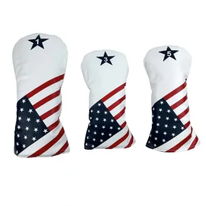 USA Star Pattern Golf Wood Club Head Cover PU Leather